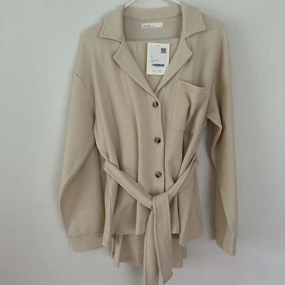 OAK + FORT RIB-KNIT BUTTON UP TOP and RIB-KNIT PANT SMALL New with Tags - Picture 6 of 12